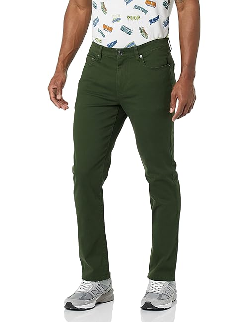 Amazon Essentials Men's Slim-Fit Pants, 5-Pocket Stretch Twill Design, Dark Olive, 35W x 29L