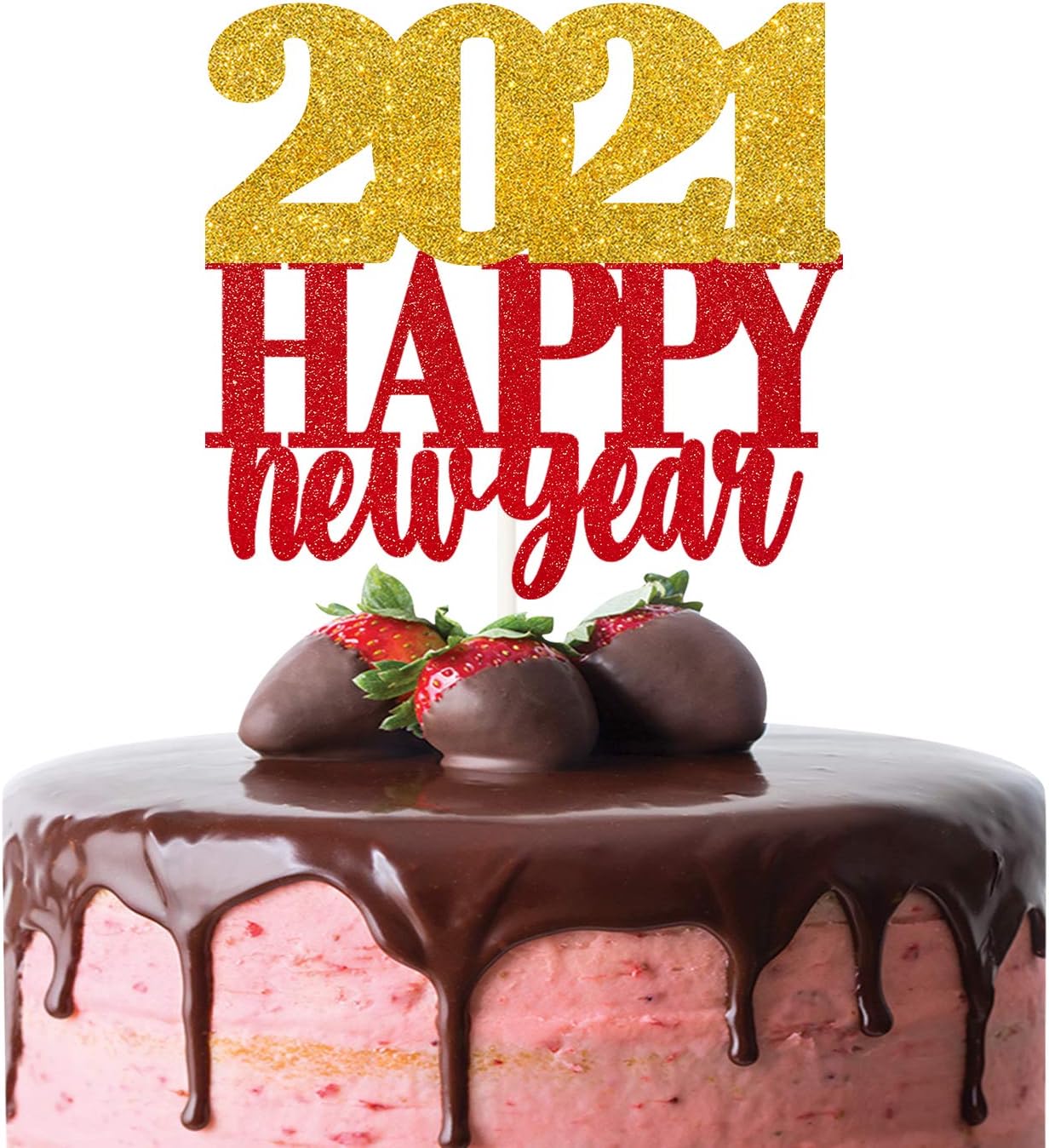 Cake &amp; Cupcake Toppers Rose Gold Glitter Happy New Year