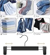 GUANJUNE Clothes Hangers 10 Pack Space-Saving Pant Skirt Hangers 360° Swivel view 4