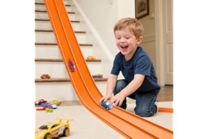 Flex Tracks 15 Ft Starter Set Flexible Race Track for Kids, Race Car Ramp Track Compatible with Hot Wheels and Diecast 1/64th
