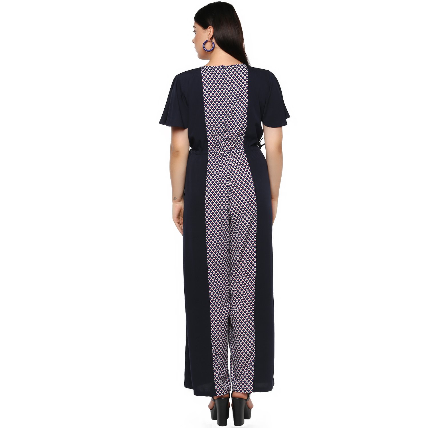 lastinch blue white printed plus size jumpsuit(size m - 8xl)