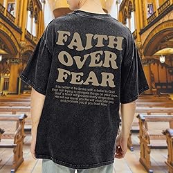 Kelxjia Christian Shirts for Men Faith Over Fear