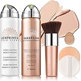 QIUFSSE Air Brush Makeup Foundation and Makeup Primer for Face,Hydrates and Moisturizes,Buildable Coverage with Anti-aging Formula for Smooth Radiant Skin (01 Natural/Warm Porcelain)