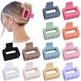 Sisiaipu 2 Inch Medium Hair Claw Clips 12 Pcs Square Hair Clips for Thin Hair Matte Nonslip Acrylic Banana Jaw Clips Bulk Hai