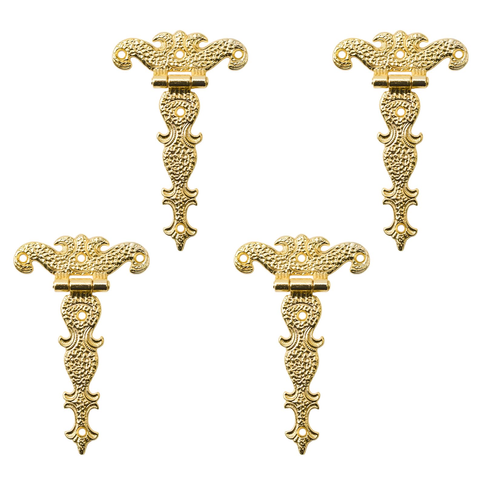 INCREWAY Antique Zinc Alloy Cabinet Hinges, Decorative Retro Carved T-Strap Hinge for Doors Cupboard Jewelry Box, Gold — image 1