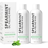 Spearmint Oil Pulling Rinse, Cold-Pressed Coconut Oil for Whitening Teeth, Peppermint Pulling Oil for Teeth and Gums, Pure Mint Mouthwash (2PCS*100ML)