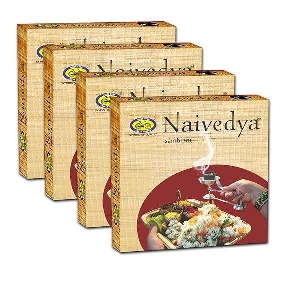 Cycle Naivedya Sambrani with Resin, Benzoin Fragrances - Pack of 4 (12 Cups per Pack)