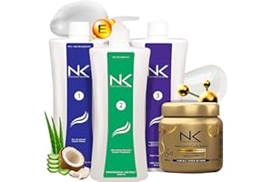 NK Professional Care. Complete Hair Straightening Treatment Kit Steps 1,2,3,4. Hair Surgery with keratin, post-treatment shampoo and restorative mask.