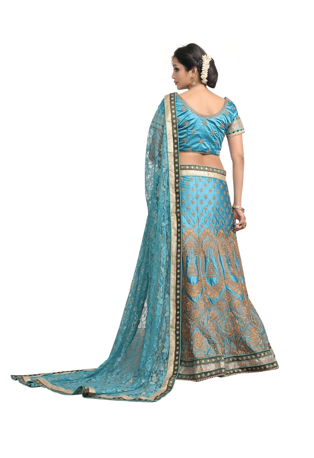 fab valley women's satin lehanga choli(fv9068 light blue free size)