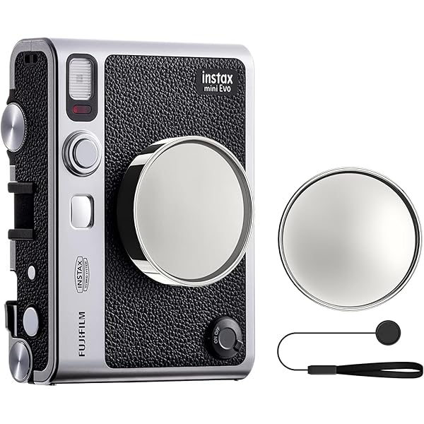 MUZIRI KINOKOO Lensdop voor Fuji Instax Mini EVO Instant Camera, Premium Kunststof Mini EVO Lens Cover met Flocking Intern en Anti-Verlieskoord, Rood, Modern design