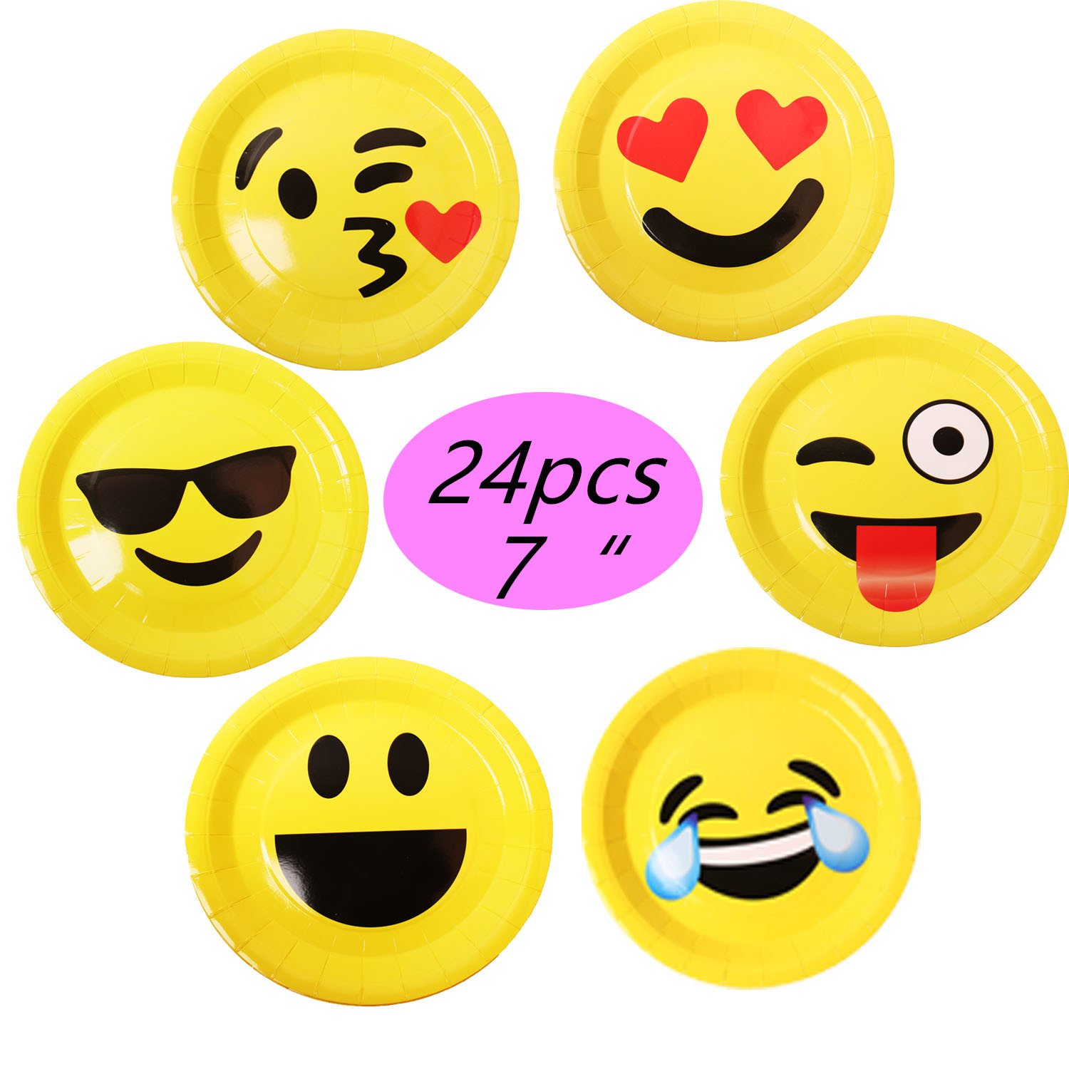 foci cozi Emoji Party Supplies 164ct Emoji Paper Plates 7 and 9 Emoji