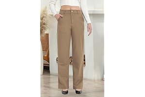 Womens Dress Pants Flare Leggings Work Office Pants Wide Leg Slacks High Waist Bootcut Business Trousers, Drakkhaki, XX-Large