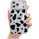 YOUWUMA for iPhone 17 Pro Max Glitter Magnetic Case with Camera Lens Protector Cute Cartoon Soft Shockproof Cover for Women Girls (Cow)