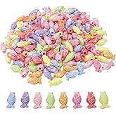 Honbay 100g (Approx.200pcs) Cute Acrylic Beads Mini Koi Fish Goldfish Beads Candy Colors Spacer Beads Loose Beads with Hole for Jewelry Making and DIY Craft Accessories