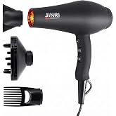 JINRI Infrared Hair Dryer, Professional Salon Hairdryer Negative Ionic | Blow Dryers for Fast Drying, Pro Ion Quiet Hairdryer with Diffuser &amp; Concentrator &amp; Comb for Home Styling, Black