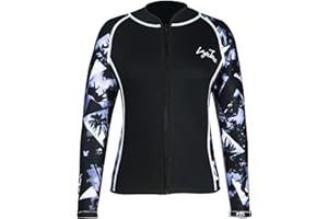 LayaTone Wetsuit Top Women 3mm Neoprene Wetsuit Jacket, Optional Neoprene/Lycra Sleeves Wetsuit Tops for Swimming Diving Surf