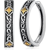 Viking Earrings Men Sterling Silver Hoop Earrings Viking Jewelry Gifts for Men Women