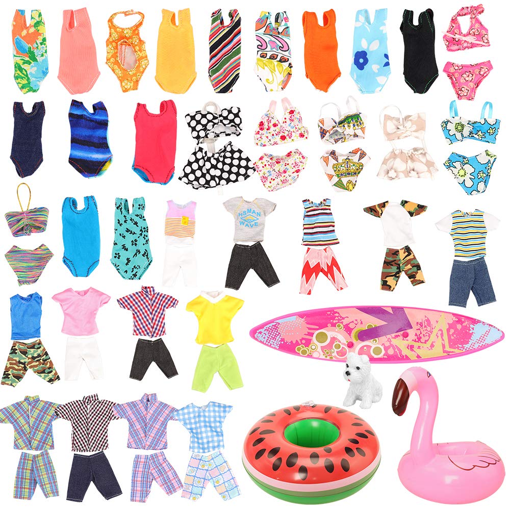 Miunana Handmade Doll Clothes and Accessories - 12 Pcs Set for 11.5 Inch Dolls - Swim Clothes, Trunks, Suits, Skateboard, Lifebuoys