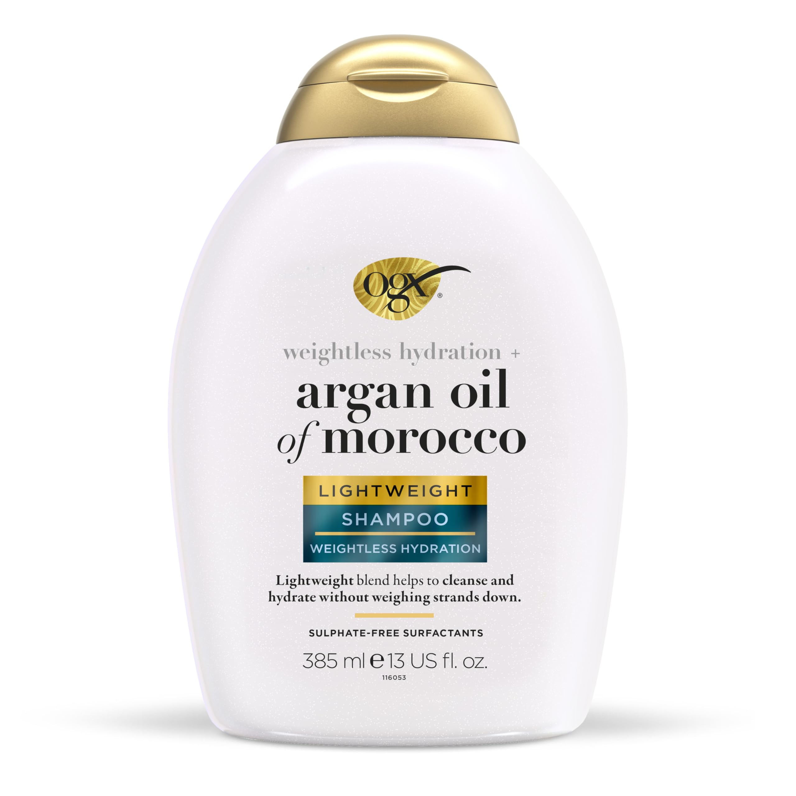 OGX Lightweight Repair with Argan Oil of Morocco Shampoo, Repairs Fine Hair, Cleanses and Repairs without Weighing It Down, Sulfate Free, 385ml