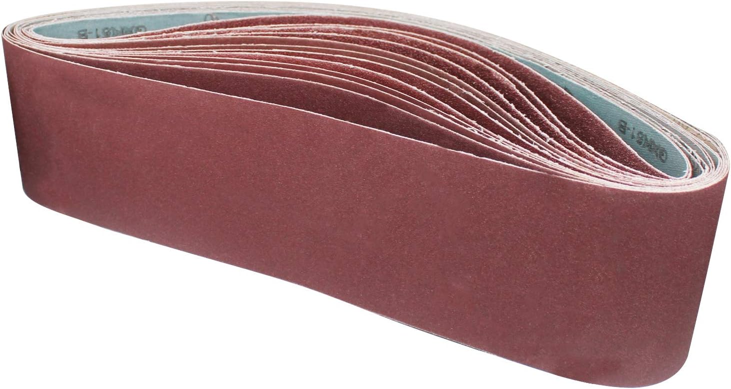 KALIM 4x36-Inch Sanding Belt, 12 Pack (2 Each of 60, 80, 120, 180, 240, 400 Grits) Aluminum Oxide Belt, Premium Sandpaper for Portable Belt Sander, Woodworking, Metal Polishing - - 