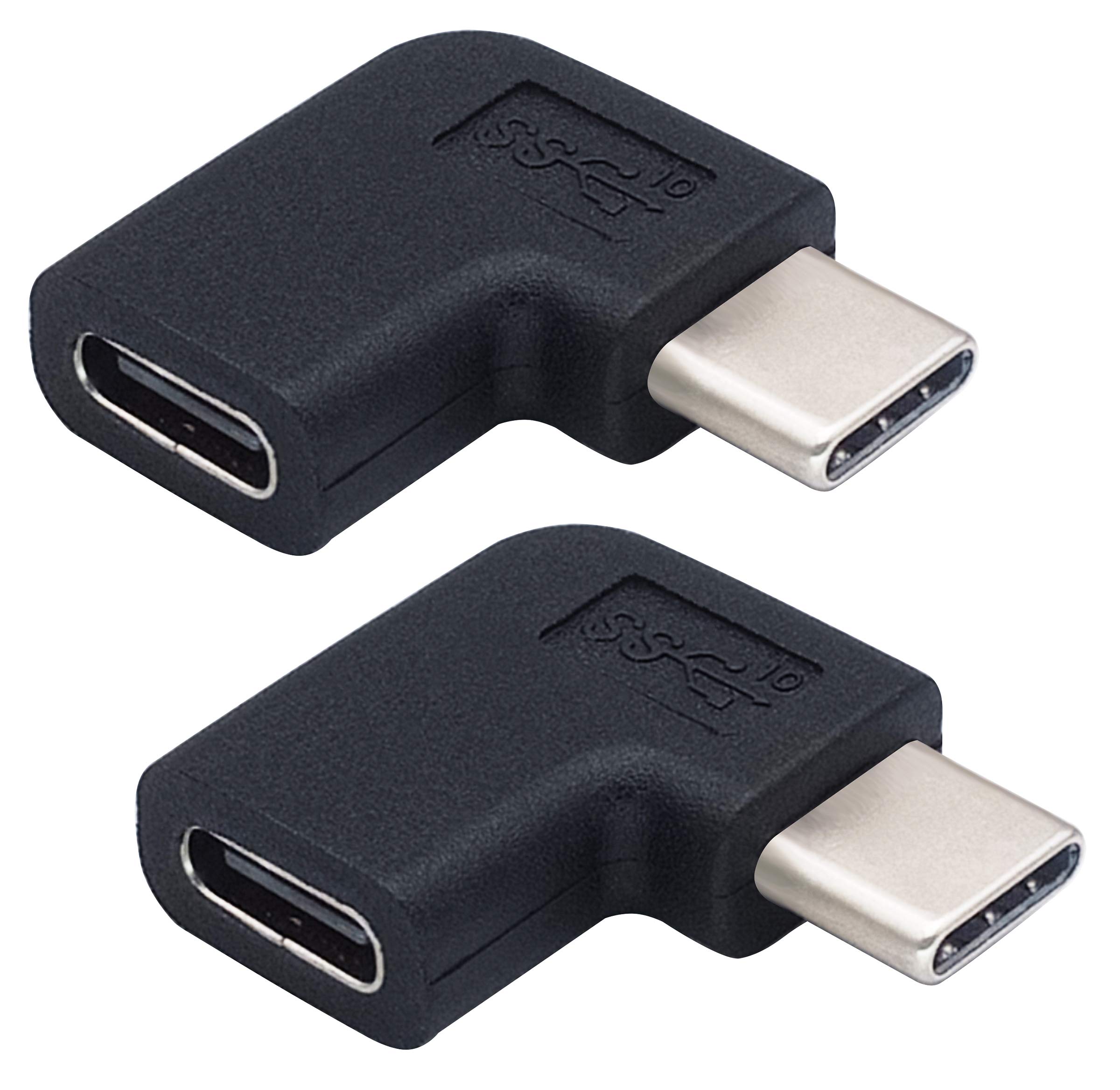 AAOTOKK Left and Right 90 Degree USB 3.1 C-type Male to Type C Female Gen 2(10Gbps) 3A Converter Compatible with MacBook Pro,Samsung DeX Station,Galaxy S9/S9+,etc.(Left/Right 2-Pack)