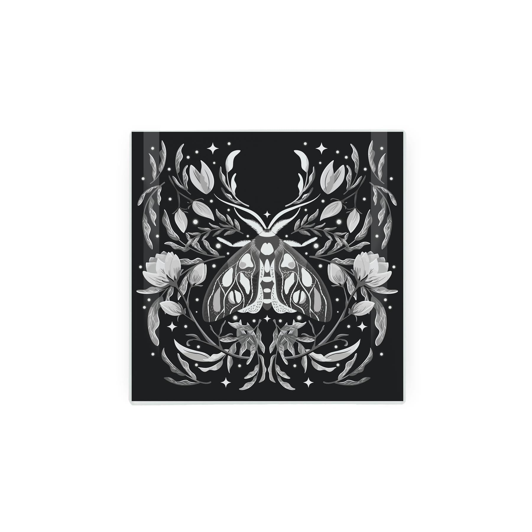 Night Moth Hot Pot Stand Trivet - Glassware Gift/Present - Kitchen Chopping/Cutting Board Worktop Protector with Non-Slip Feet 20cm x 20cm (8" x 8")