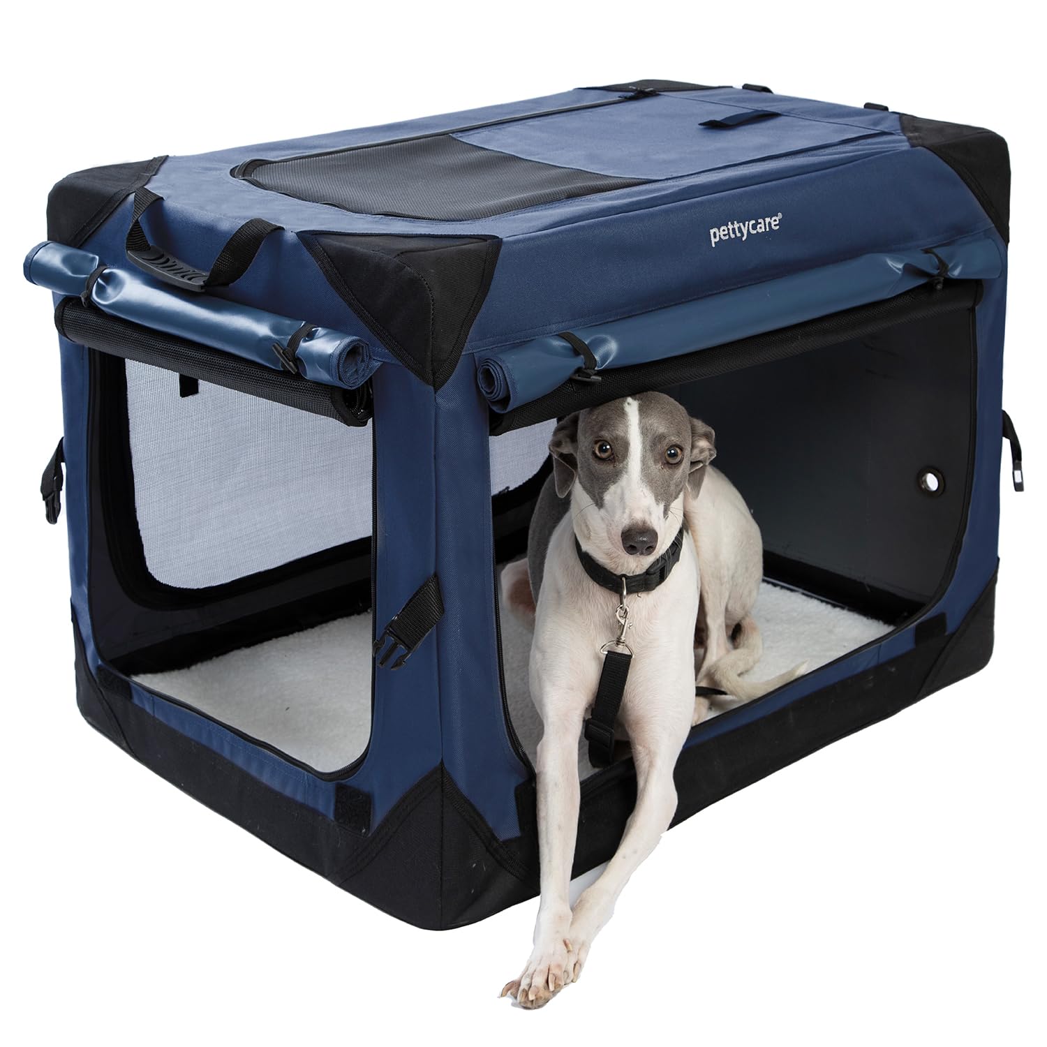 Picture of Pettycare 30 Inch Collapsible Dog Crate with Curtains Travel Dog Crate ...