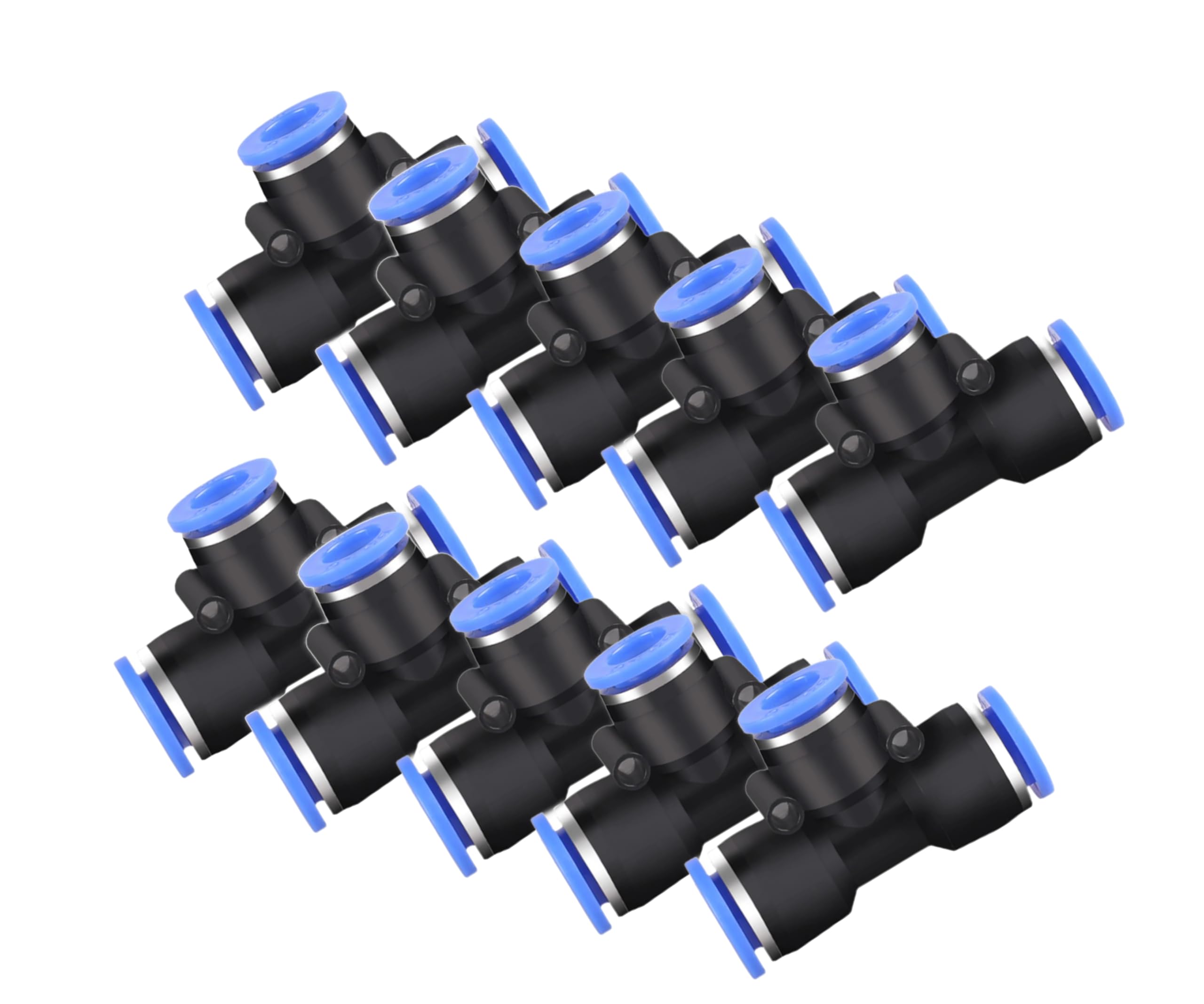 Pneumatic T-Piece 8 mm IQS Compressed Air Connector 3-Way Connector Pack of 10