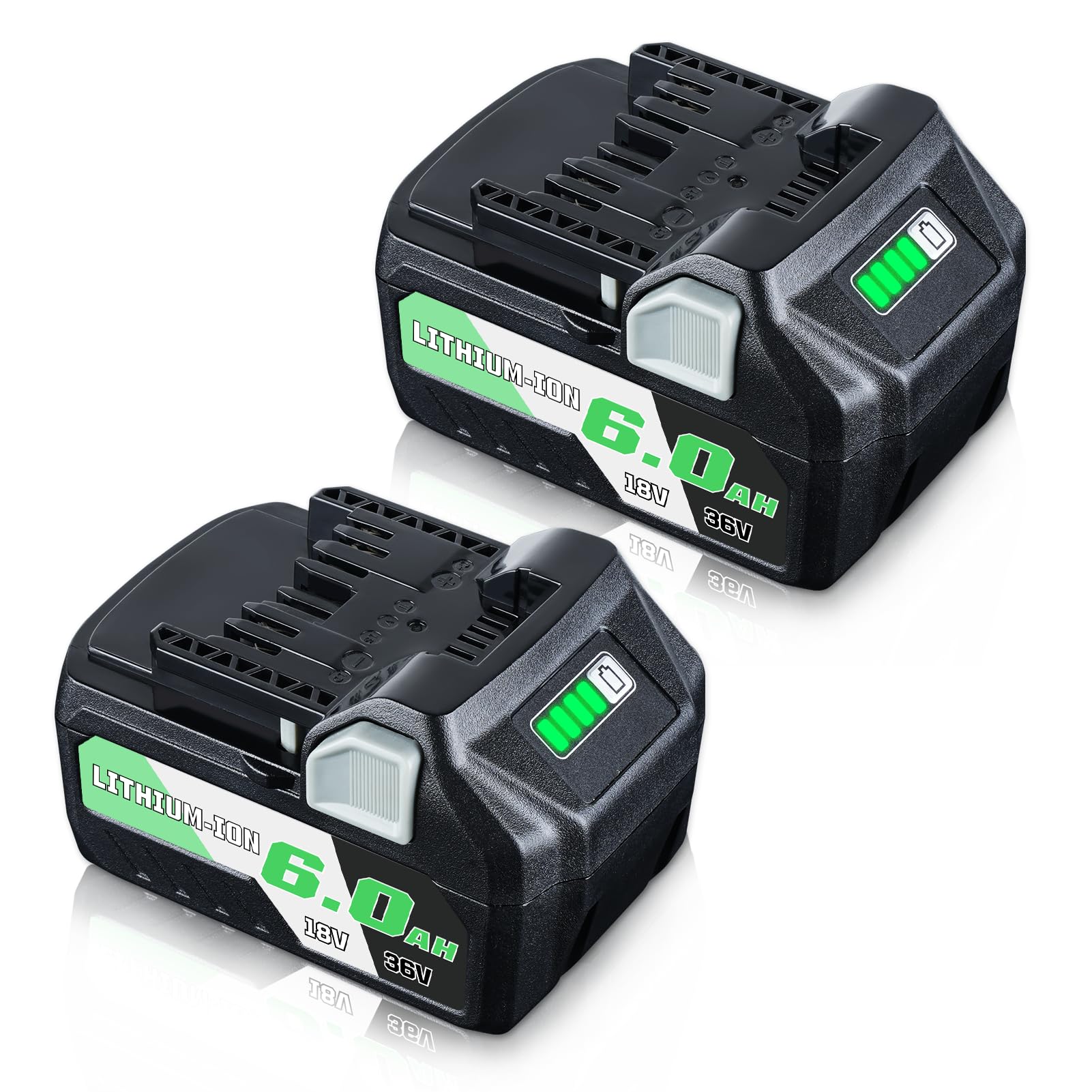 Photo 1 of LUMSING 2-Pack BSL36B18 6.0Ah Lithium-Ion Replacement for Metabo 18V/36V Batteries Compatible with Metabo BSL36B18 BSL36A18 371751M 372121M Slide-Style MAX Cordless Battery
