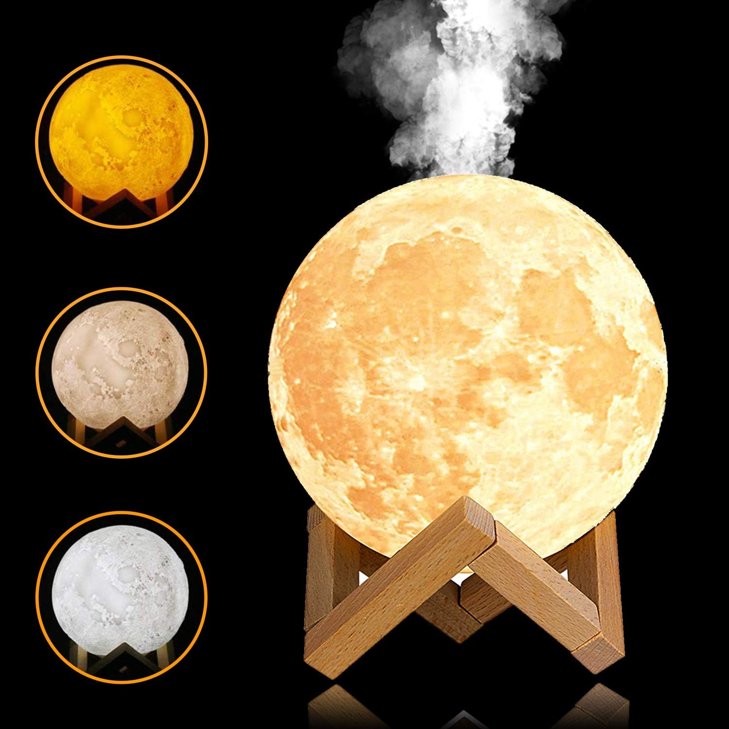 yingjee 3d moon lamp humidifier with led night light and ultrasonic 880 ml essential oil diffuser usb rechargeable for baby yoga spa office bedroom