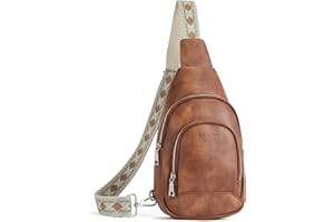 BOSTANTEN Sling Bag for Women Crossbody Purse Crossbody Bag Leather Chest Bag with Adjustable Guitar Strap for Travel
