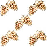 CHGCRAFT 10Pcs Real 18K Gold Plated Brass Charms Pendants Pine Cone Charm with Hole for DIY Earrings Necklace Jewelry Making, 12x8mm