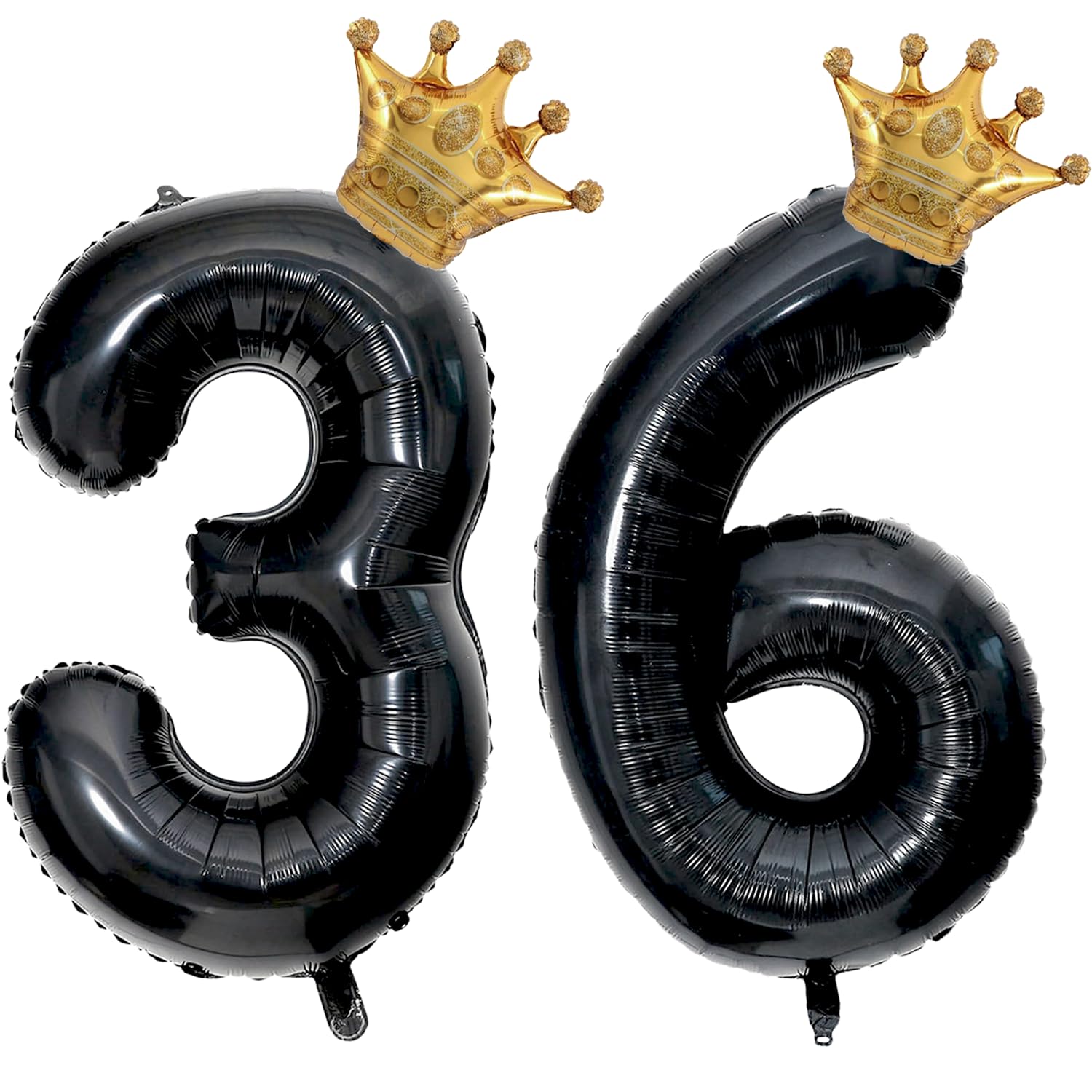40 inch Large Black 36 Balloon Number with Gold Crown Balloons 36th Birthday Big Foil Mylar Helium Balloon for Boys Girls 36th Birthday Anniversary Decorations Supplies Favors(Number 36 Balloons）