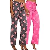 DEVOPS 2 Pack Women's Buffalo Plaid Plush Fleece Pajama Pants Sleepwear
