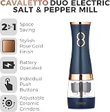 Tower Midnight Blue Rose Gold Battery Salt Pepper Mills Adjustable Ceramic view 2