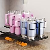 Aesthetern Pull Out Stanley Cup 0rganizer, Tumbler Organizer for Cabinets, Stainless Steel Water Bottle Organizer for 16 to 40oz Cup, Black
