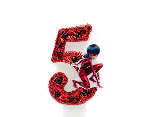 Miraculous Ladybug And Cat Noir Birthday Candle Number 5 Girls Birthday Cake Decorations Cake Toppers Number Candles Miraculous Ladybug
