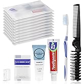 Travel Toiletries Supplies Kits Disposable Toiletry Amenities Set in Bulk, Hygiene Trial Size Personal Essentials Individually Wrapped for Camping, Hotel, Guest, Homeless, Charity, 5-in-1 (20-Pack)