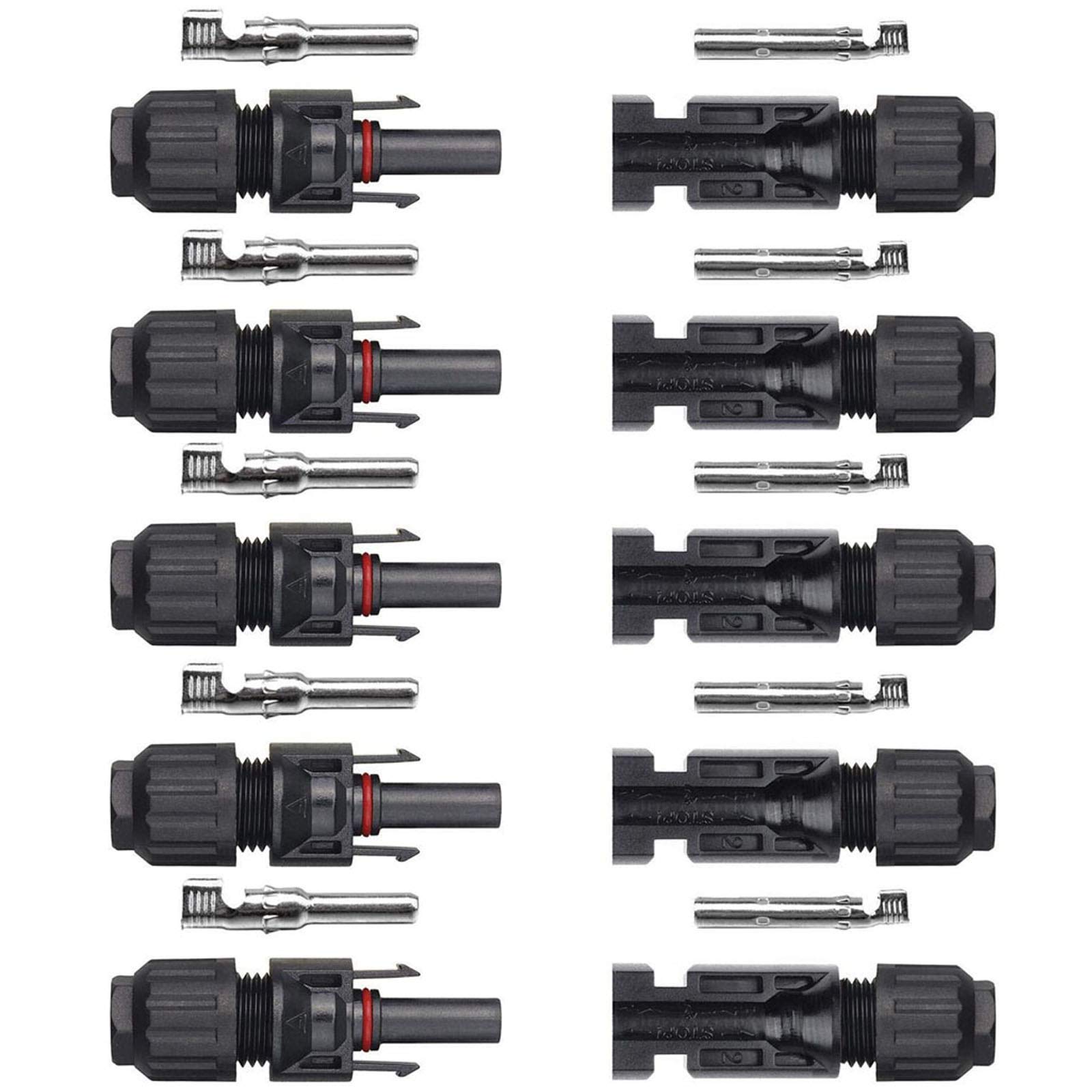 VIVLLEN Male/Female Solar Panel Cable Connectors-Double Seal Rings for Better Waterproof Effect (5 Pairs)