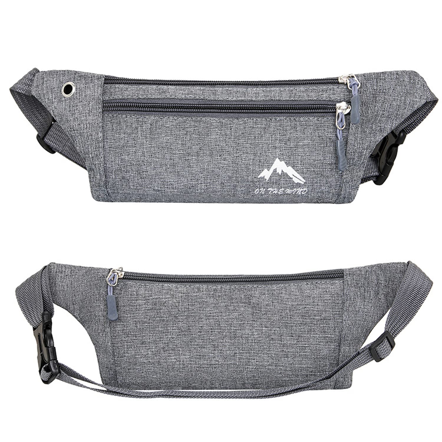 Fashion Bum Bag, Gray Crossbody, Sport Waist Bag for Hiking, Gym Fitness Belt, Phone Running Belt