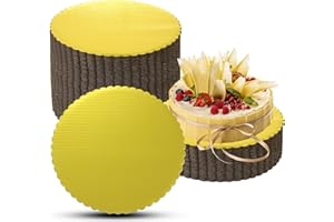 RETAINBRE 50 Pack 10 Inch Cake Board Gold Cake Cardboard Rounds Disposable Cake Base Scallop Edge Grease Proof Cardboard Circles for Wedding Birthday Cake DIY
