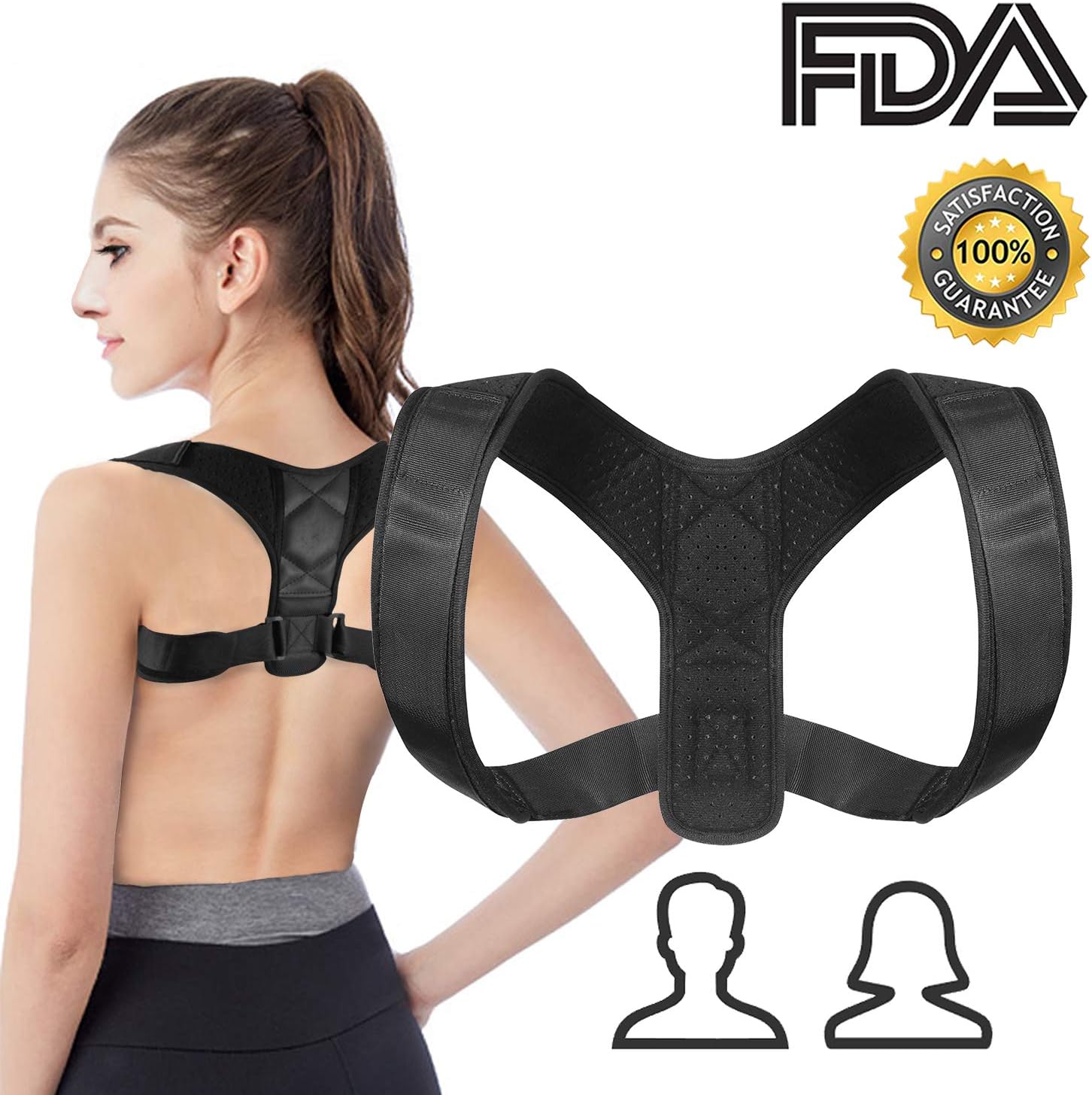 CybGene Back Support Posture Corrector for Men and Women, Body Wellness Brace for Back Pain. 2 Size (2019 New Model X)