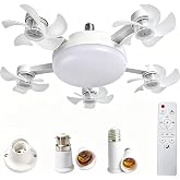 NKDFRI Socket Fan Light with Remote, Ceiling Fan with Lights E26/B22 Screw, | 1200 Lumens, 3 Color Temperatures LED, 3 Speed, Easy to Install ,Replacement for Bedroom, Kitchen, Living Room