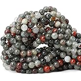 CHEAVIAN 60PCS 6mm Natural African Bloodstone Gemstone Smooth Surface Round Loose Beads for Jewelry Making 1 String 15 Inches