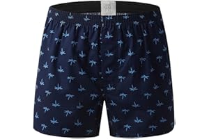 Cinvik Mens Cotton Boxers Funny Woven Pattern Plaid Boxer Shorts Inseam Pajamas Single Pack