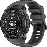 NINKI 26mm Silicone Watch Band Compatible for Garmin Instinct 3 Amoled/Solar 50mm Bands,Sport Adjustable Elastic Stretchy Light Replacement Wristband Strap for Garmin Instinct 3 50mm Carbon Black