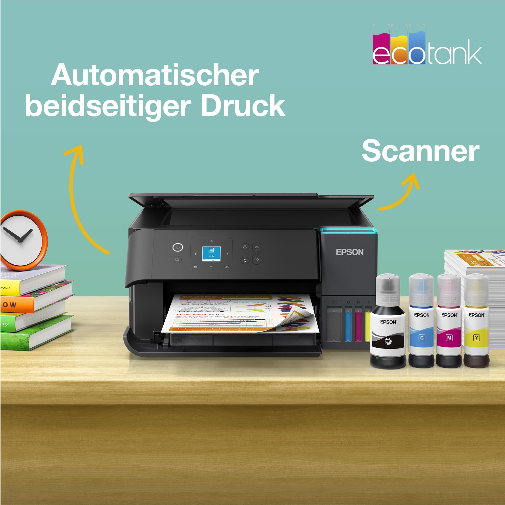 Epson EcoTank ET-2955 Tintentankdrucker | für vielbeschäftigte Haushalte | WLAN | A4 | Drucken, Kopieren, Scannen | 3.7 cm LCD-Display | Duplexdruck | inkl. Tinte für bis zu 3 Jahre 8