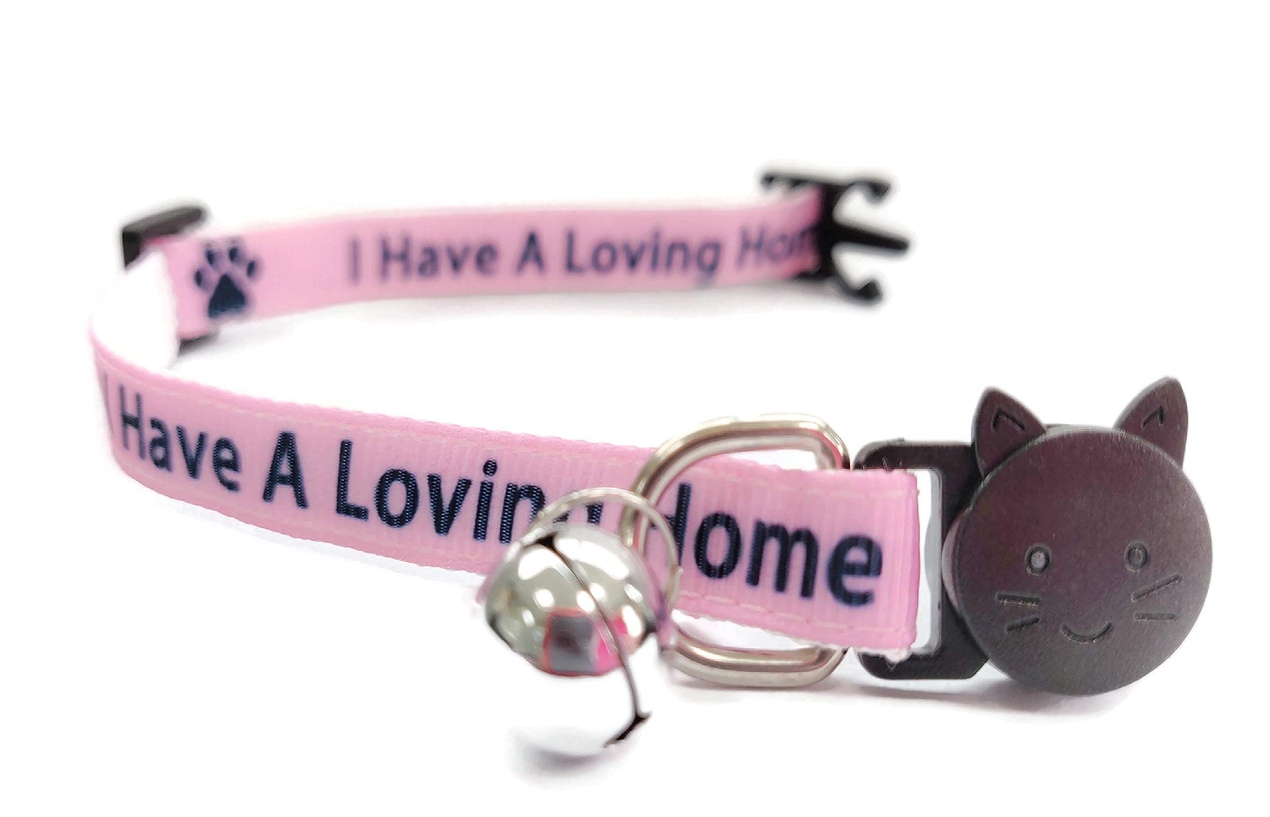 Worded Cat Collars with Bell – Please Do Not Feed Me, I Am Microchipped | Safe Quick Release Breakaway Buckle | Zacal Cat Collars (2. Pink, I Have A Loving Home, Pack of 1)
