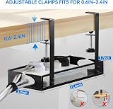 AGPTEK Under Desk Cable Management Tray No Drill Clamp Storage Rack Wire Tidy view 3