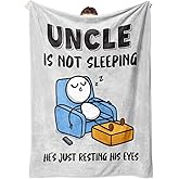 GoMelley Funny Uncle Birthday Gifts from Niece Nephew, Uncle is not Sleeping Blanket, Gifts for Uncle Birthday, Fathers Day, Super Soft Flannel Throw Blanket for Napping and Couch, 60”×50” (Gray)